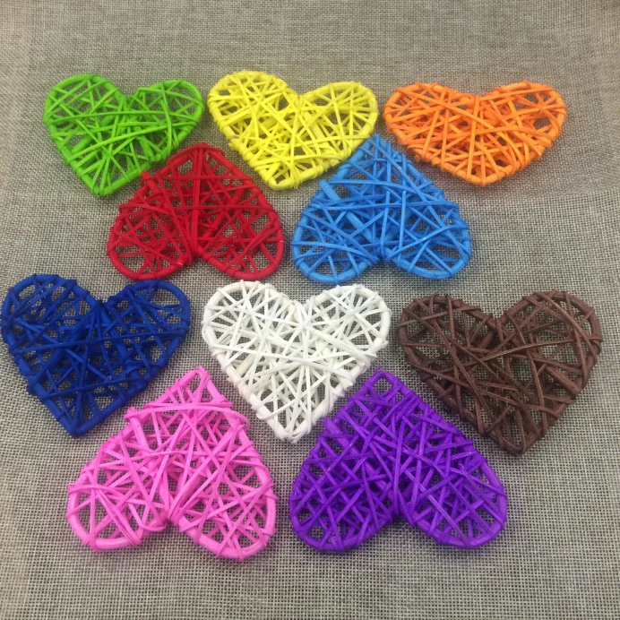 

Free shipping 10pcs/lot Colorful 9CM rattan ball decoration with hearted shaped with different rattan wedding decorations