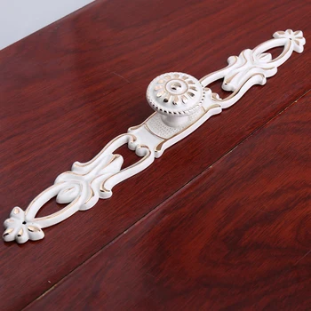 

220mm european fashion style ivory white kitchen cabinet dresser cupboard door handles knobs white golden knobs with backplane