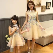 Parent child outfit summer 2016 new doll brought cotton organza sweet mother and daughter princess dress