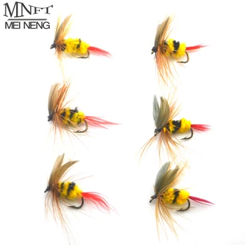 

MNFT 6PCS 10# Flies Lure bee fishing Yellow and Black Bumble Bee Fly Insect Artificial Fishing Bait Dry Fly for Trout Fishing