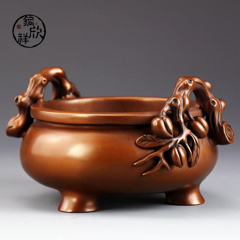 copper incense burner incense peach shaped Home Furnishing temple incense supplies Living Room Decor tong xinxiang ceramic incense burner incense tea retro supplies with incense burner incense