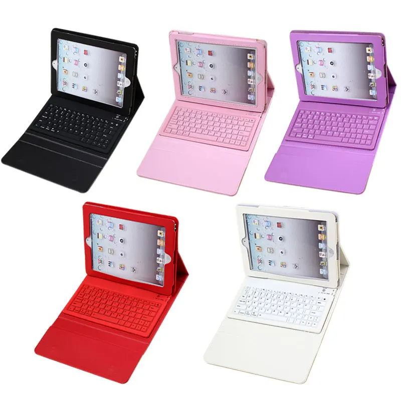 

Portable Wireless Silicon Bluetooth Keyboard PU Leather Protect Case Cover for iPad 2/3/4 SL@88