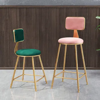 

Nordic light luxury bar chair simple bar stool front coffee restaurant leisure back high stool