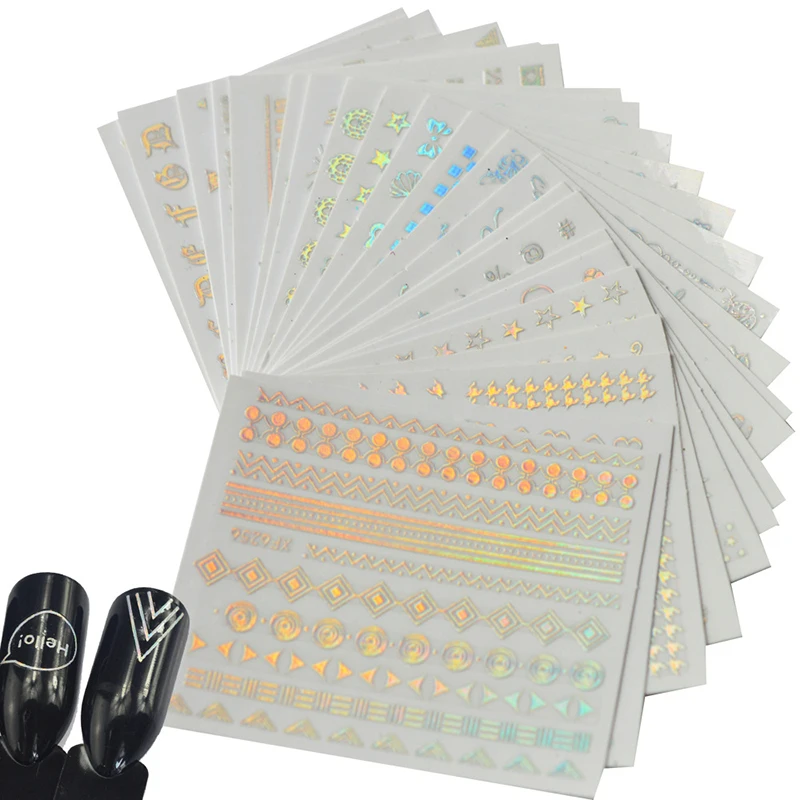 

24 Tips/sheet 3d Diy Nail Vinyls Nail Art Manicure Stencil Stickers Stamp Template Beauty Design Nail Art Tips Decals Tool Nice