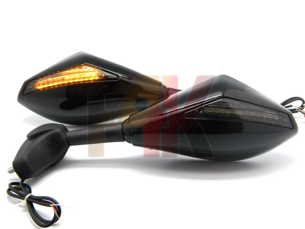 Черный мотоцикл Led поворотники Зеркало заднего вида для Gsxr 600 750 1000 1300 Hayabusa