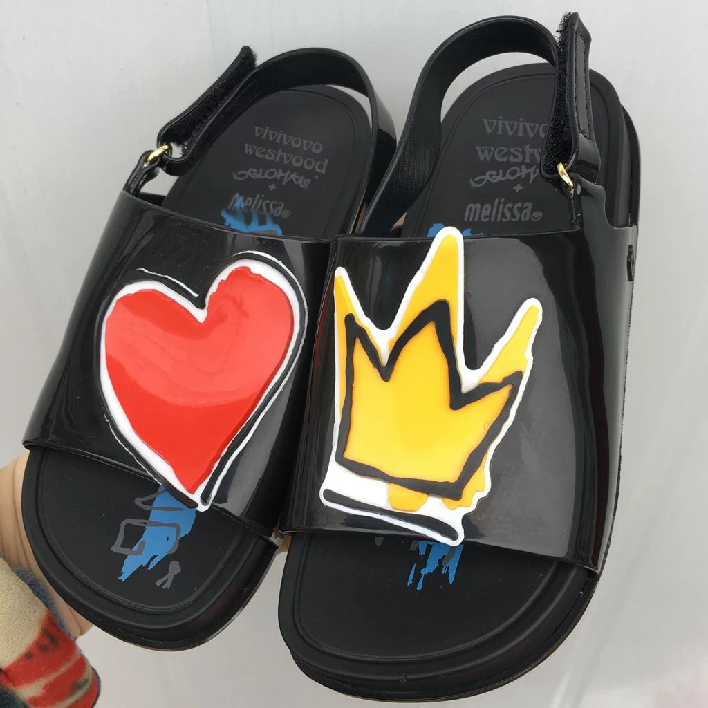 Melissa Корона и красное сердце мини-сандалии летние непромокаемые туфли прозрачная обувь для маленьких девочек Нескользящие Детские сандалии для малышей