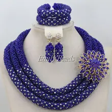 Очаровательное Королевское голубое нигерийское Свадебный комплект ювелирных изделий индийский подарок для невесты женские бижутерия новинка Горячая AIJ406