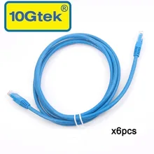 10Gtek 6 шт CAT6 патч-корд UTP, 2 метра(6,6 футов) RJ45 сетевой кабель, синий, 24AWG для Gigabit Ethernet коммутатор маршрутизатор