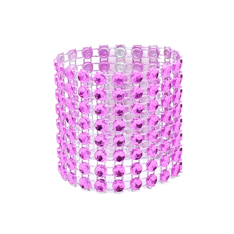 

10Pcs/Lot Fuchsia Plastic Rhinestone Wrap Napkin Ring Napkin Buckle Rings Hotel Wedding Supplies European Home Chair Decoration