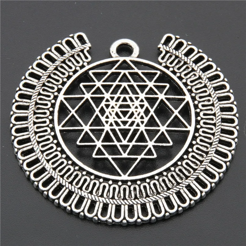 

2pcs Antique Silver Sri Yantra Pattern Charms Pendant Handmade Jewelry Accessories Diy Finding A2735