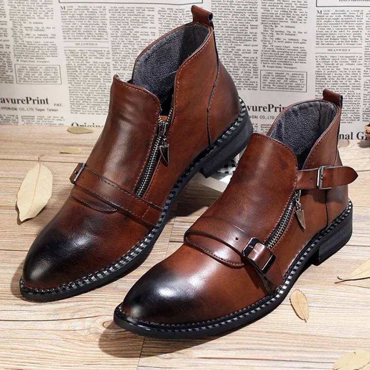 New arrival men autumn buckle ankle boots genuine leather oxford shoes ...