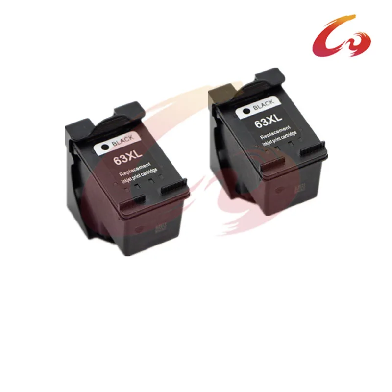 2 pcs Black Remanufactured ink cartridge Replacement for HP63 hp 63XL hp DESKJET 3632 Officejet