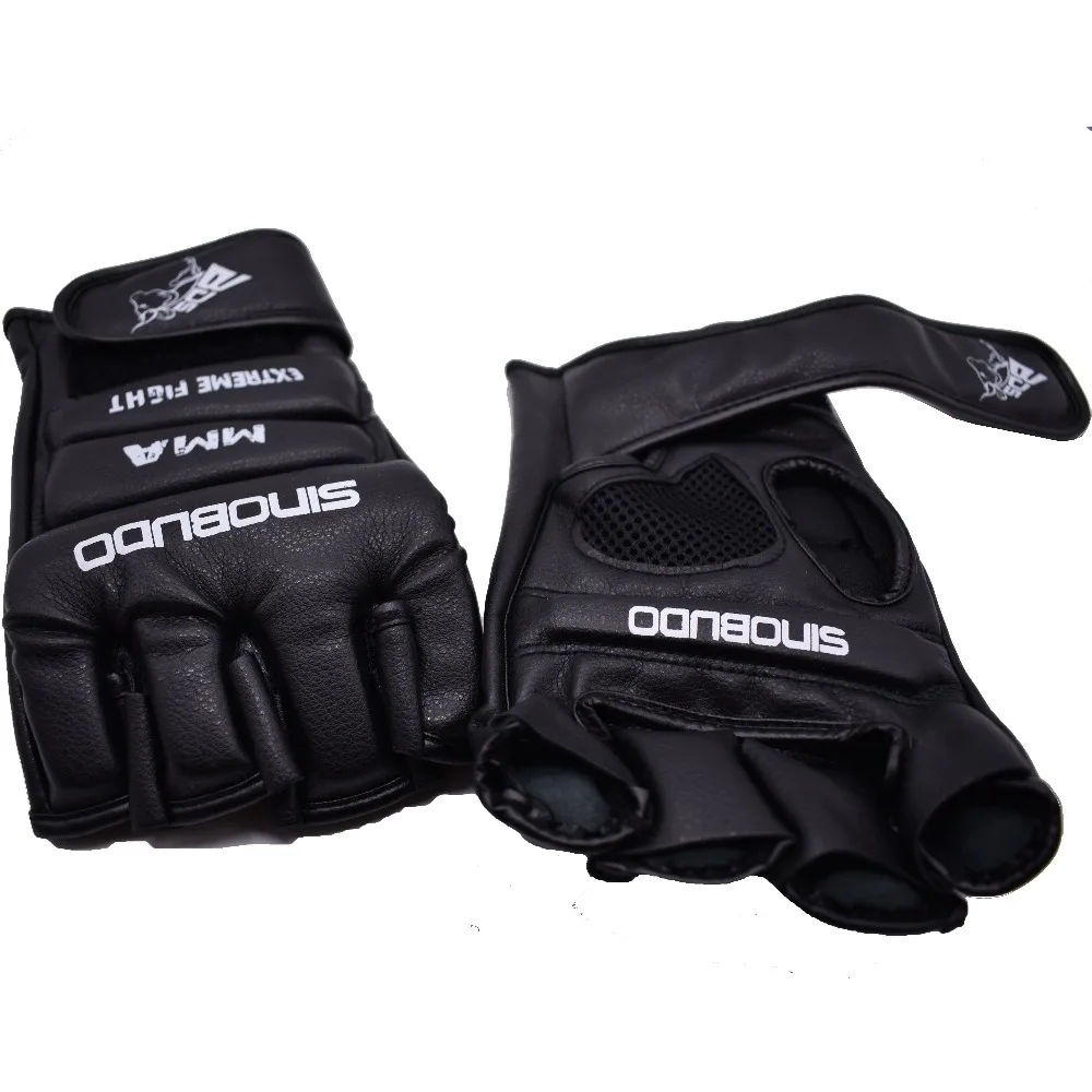 

SINOBUDO Half Finger MMA Boxing Sports PU Leather Gloves Kick Boxing Protector Gloves MMA Boxer Boxing Training Equipment Black