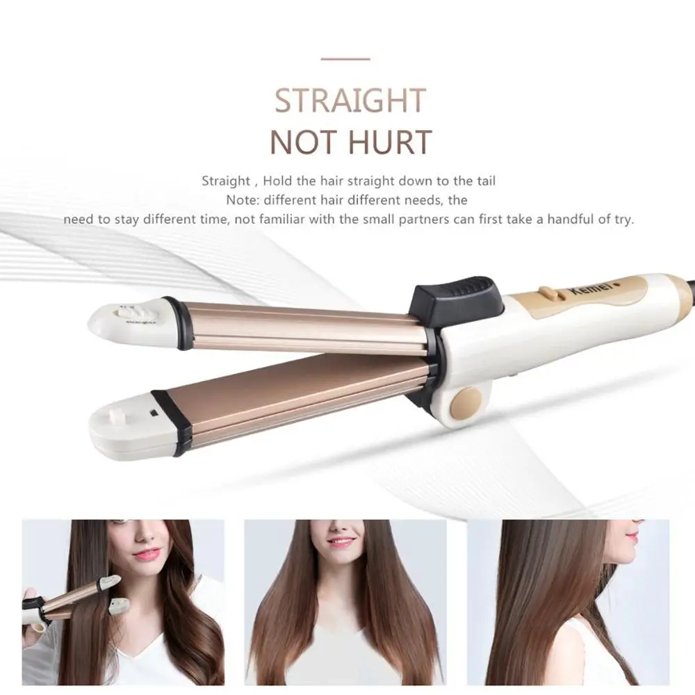 Kemei 8851 3 In 1 Multifunction Hair Straightener Hair Curler Corn