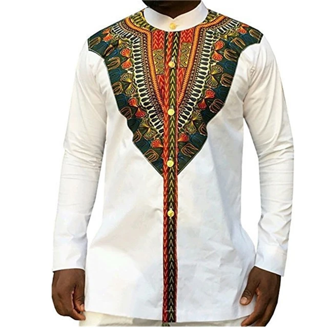 2018 Fashion Men's African Clothes Rich Bazin White