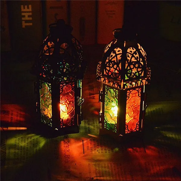 Классические марокканские ветрозащитные подсвечники, подсвечник из железного стекла, вечерние подсвечники, домашний Свадебный декор 7*16,5 см