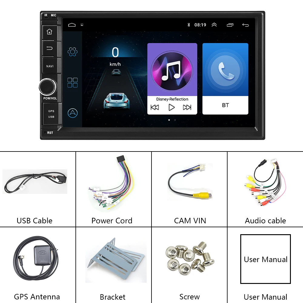 AMPrime 2 Din Car Radio 7" Android Car Multimedia GPS Navigation Bluetooth Touch screen Wifi Car Audio Stereo FM USB MP5 player