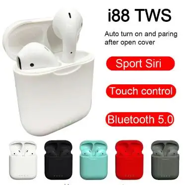 

New i88 TWS Wireless Stereo Bluetooth 5.0 Headsets Touch Earbuds Wireless Headphones Earphone PK i10 i11 i12 i13 for smart Phone