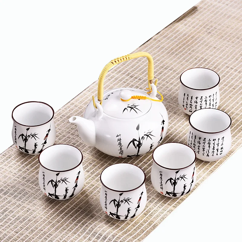 

550 ML Chinese Ceramic Teapot for Green Oolong Tea Strainer China Kunf Fu Tea Cups Set for Puer Tea 7 Piece Set