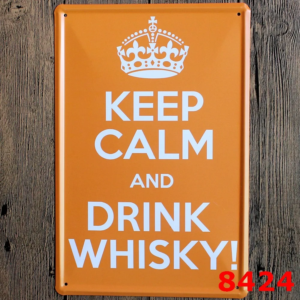 KEEP CALM AND drink Whisky Metal Plaque Vintage Style Wall Sticker PUB