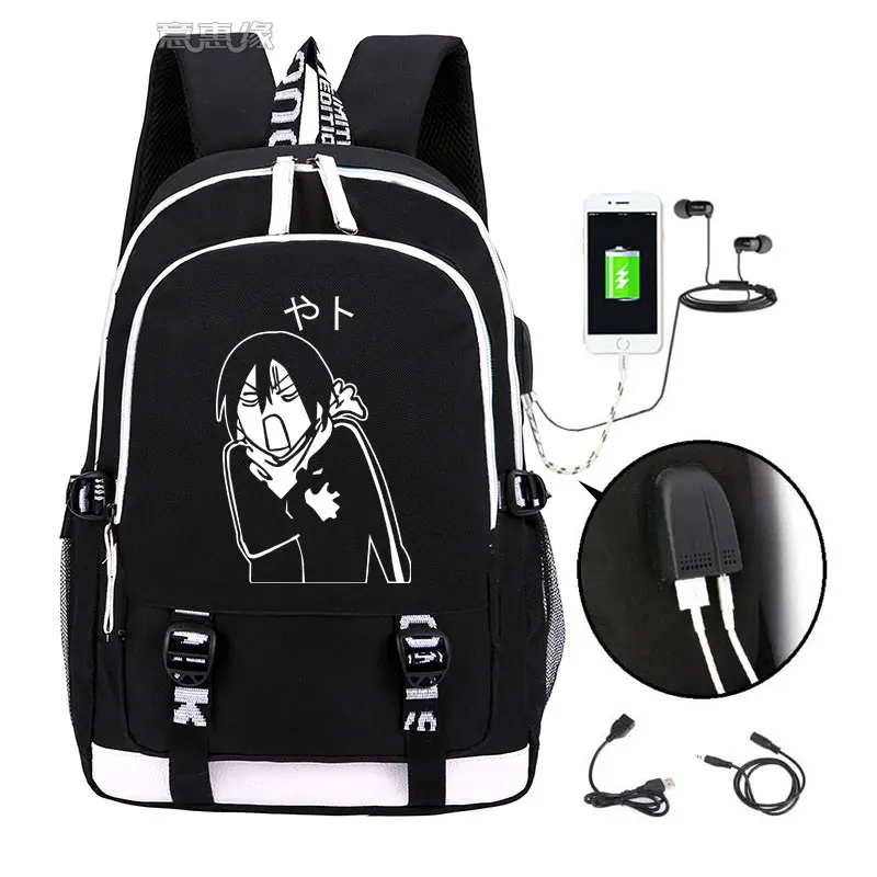 Anime Noragami ARAGOTO Luminous Backpack Fashion Cartoon YATO Rucksack Men Students School Bags USB Mochila