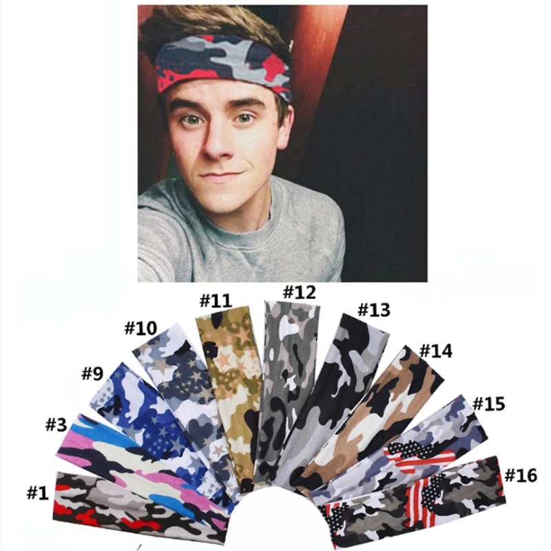 

1pcs Hot Sale Sports Yoga Gym Stretch Headband Camouflage Head Band Hair Band Sweat Sweatband Mens Women turbante pelo mujer