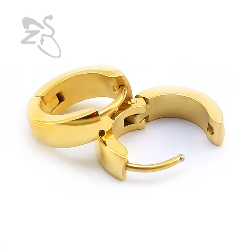ZS круглые мужские серьги-кольца, маленькие серьги-кольца из нержавеющей стали, серьги в форме сердца, ювелирные изделия, круглые серьги в стиле панк Aros mujer, oreja - Окраска металла: gold