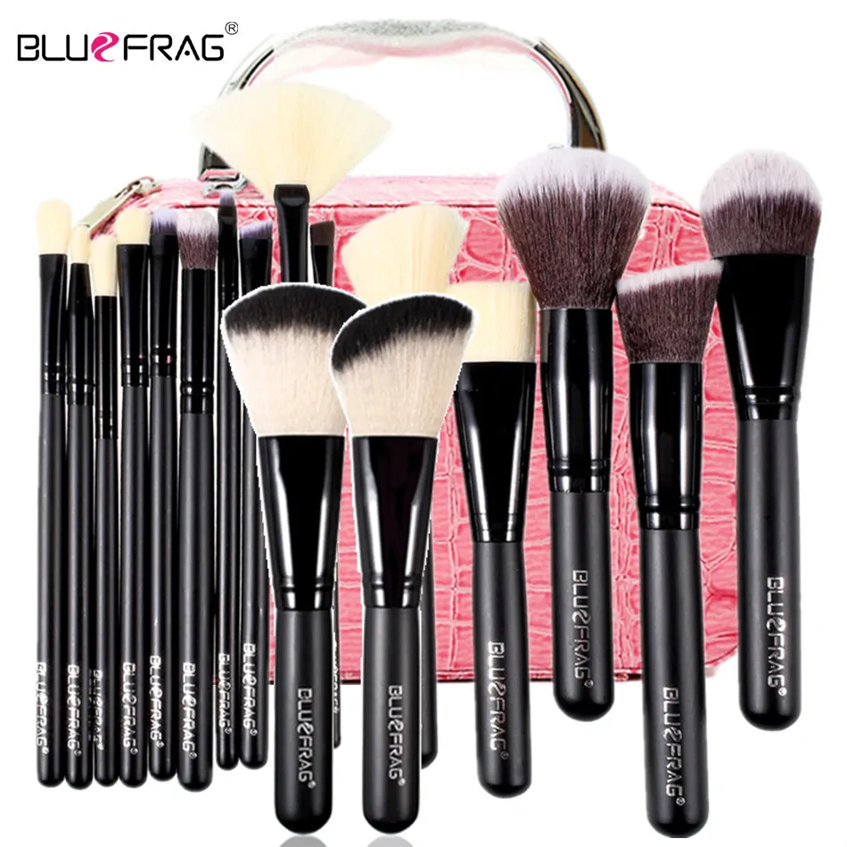 

17Pcs Makeup Brushes Tools Set Powder Blusher Eyeshadow Eyeliner Eyebrow Lip Brush + 1 Cosmetic Case Makeup Organizer BLUEFRAG