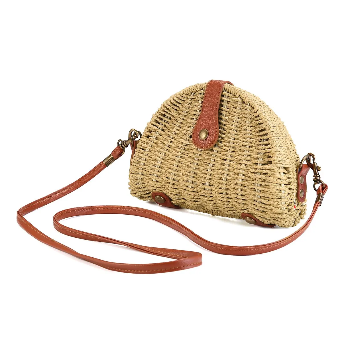 

AUAU-Crossbody Straw Bag Womens Straw Handbag Shoulder Bag For Beach Travel And Everyday Use