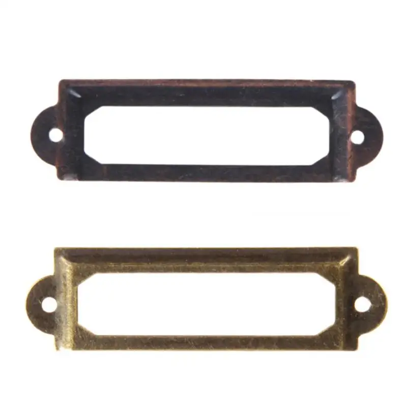 

48pcs/lot Name Card Holder Antique Brass Drawer Label Pull Frame Handle File Golden/antique Brass Name Card Frame Handle Pull