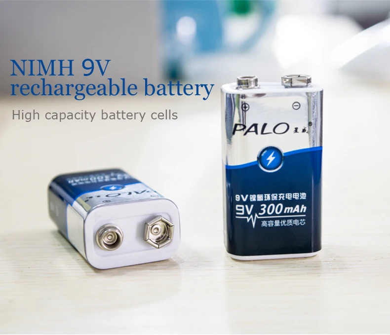 PALO 2 шт 9v перезаряжаемая батарея 300mAh 9 V nimh батарея 9 вольт батарея+ 9 V зарядное устройство для AA AAA 9 V батарея