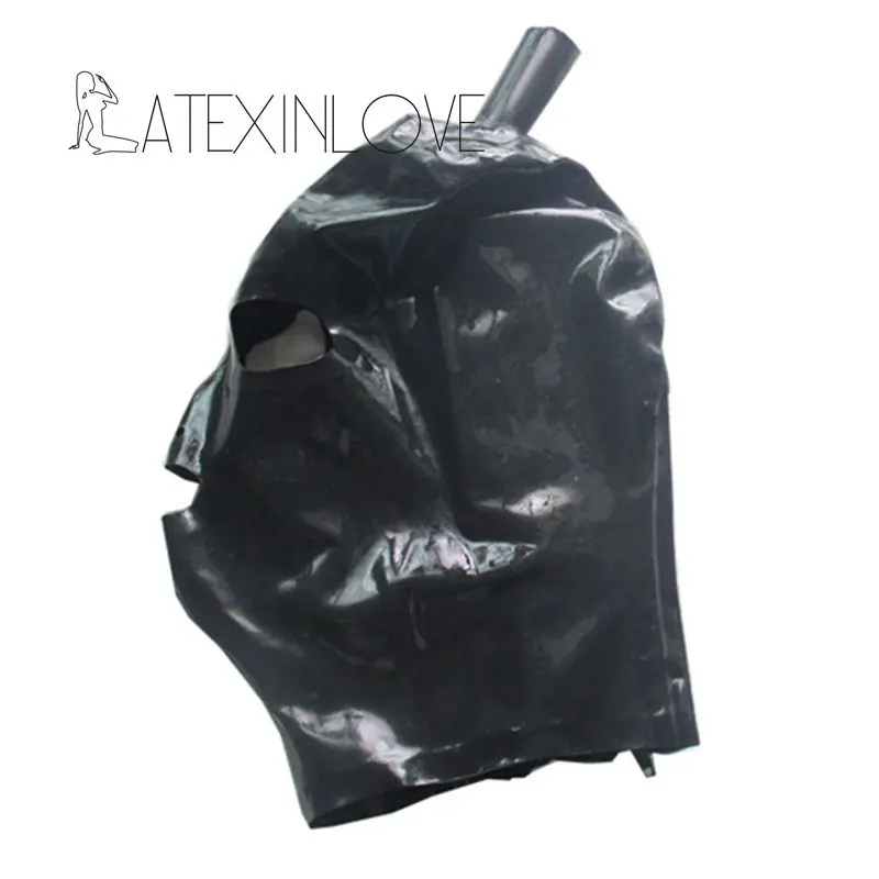 Open-Eyes-Mouth-Black-Natural-Latex-Hood-Rubber-Latex-Mask-with-Hair-Tube -3