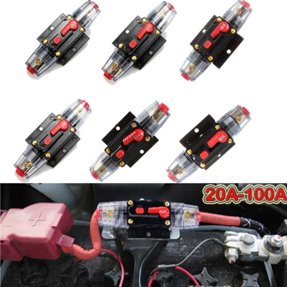 

12V-24V Auto Car Marine Bike Stereo Audio Circuit Breaker Reset Fuse Inverter