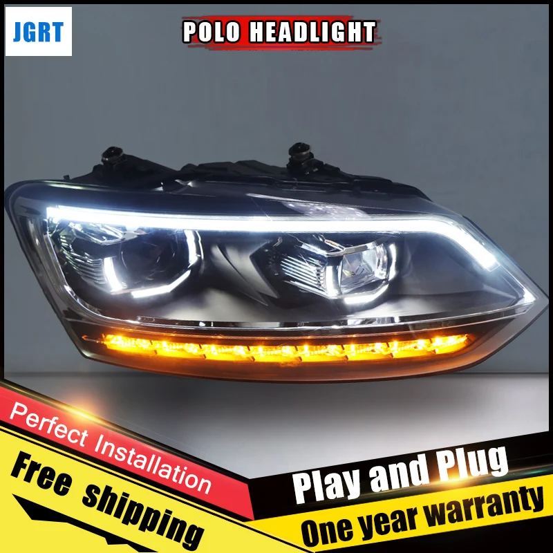 2PCS Car Style LED headlights for VW Polo 2011 2017 for VW Polo head