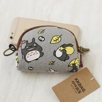 

Canvas cartoon totoro women's mini wallet children's small pouch mini money bag female purse carteira feminina for girls boys