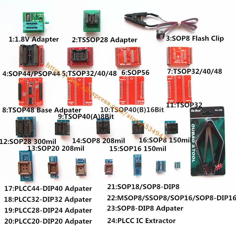 

TSOP48 SOP44 SOP56 TSSOP28 SOP28 1.8V SOP8 adapter Flash Clip /socket PLCC44 32 28 20 Adapter for TL866CS TL866A programmer
