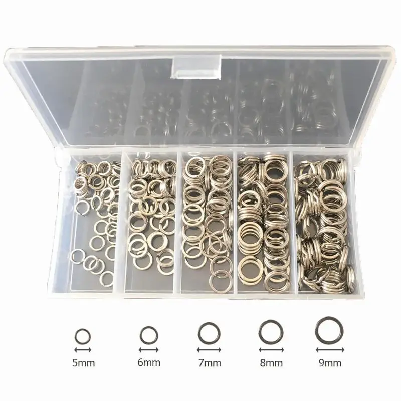 

200pcs Stainless Steel Fishing Split Rings Lure Solid Ring Loop Size 5/6/7/8/9mm For Blank Crank Bait Connectors Tackle
