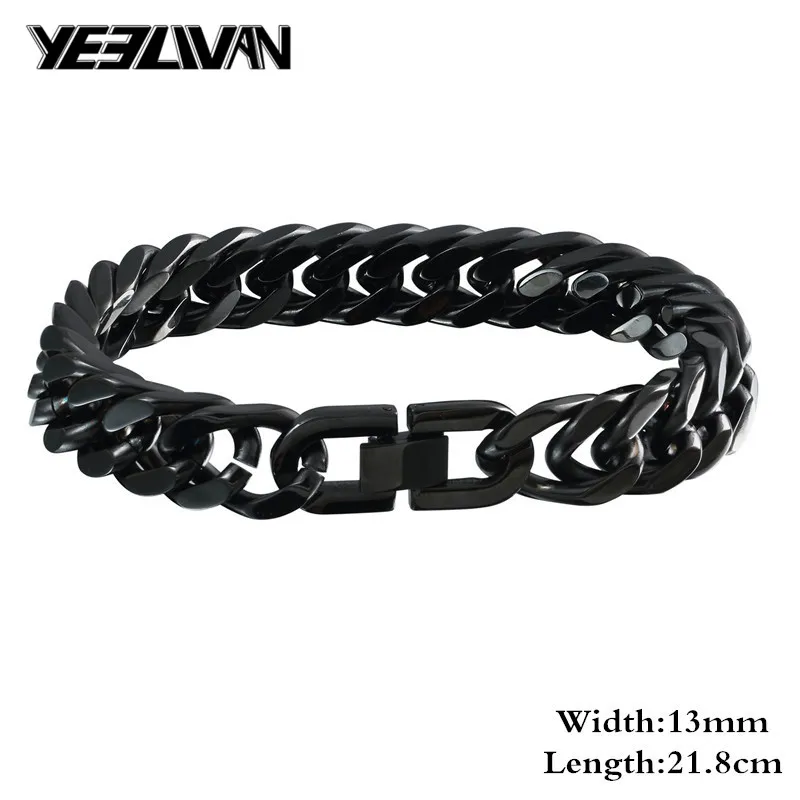 Новый браслет для мужчин 13 мм Снаряженная цепь браслеты для модные черные цвет нержавеющая сталь панк украшение браслет masculina