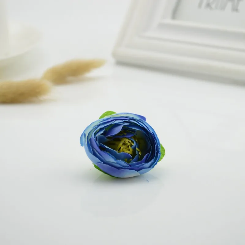 10 шт. шелк чайная роза искусственные цветы для дома поддельные невесты букет свадебный автомобиль декоративные цветы ремесленных DIY ВЕНОК материал - Цвет: blue