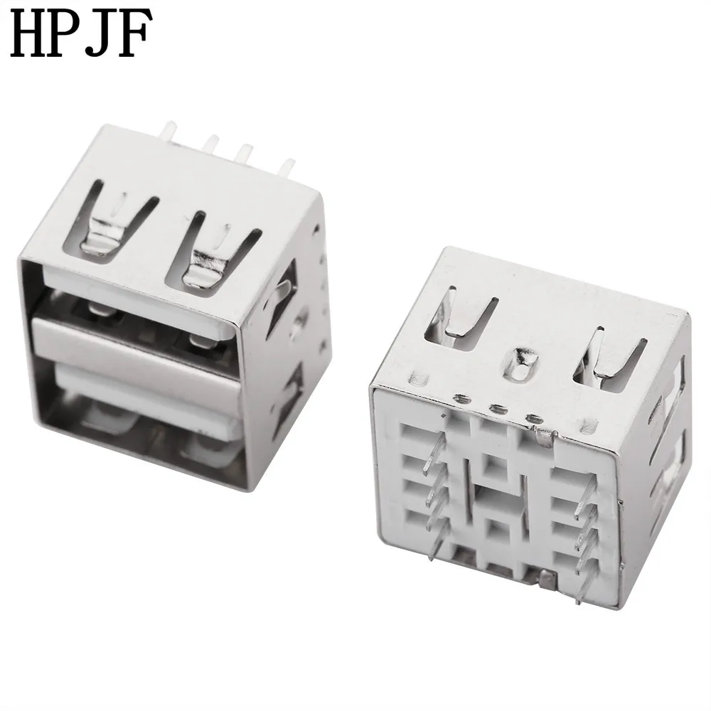 

2pcs/lot Double USB 2.0 4Pin A Type Female Socket Connector Short Style for Data Transmission Charging Length 10.5mm