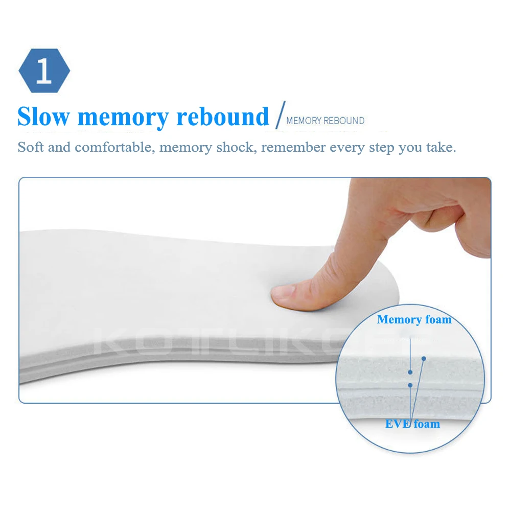 KOTLIKOFF 1 Pair Memory Foam Insoles Running Cushion Insoles For Feet Orthotic Arch Foot Care Comfort Pain Relief All Size