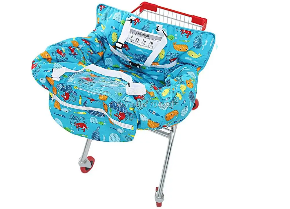 Многофункциональная Тележка для покупок 2 в 1, чехол на высокий стул для малышей и младенцев-Морская синяя рыба