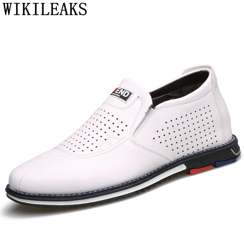 

Лифтовая обувь для мужчин, дышащие лоферы с отверстиями, мужская кожаная обувь, брендовая мужская обувь, мужская обувь, повседневная обувь, увеличивающая рост