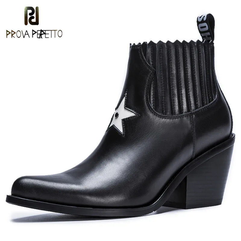 

Prova Perfetto New Style Women Boots Fashion Five-Pointed Star Zapatos Mujer Tacon Pointed Toe High Heel Boots Woman Ankle Boots