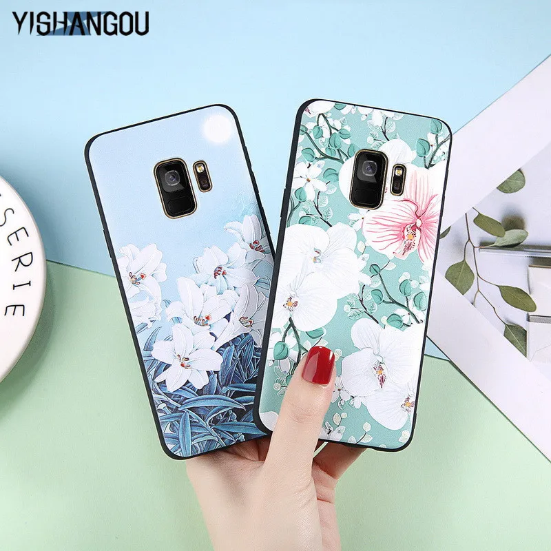 

YISHANGOU Floral Phone Case For Samsung Note 8 9 S9 S8 Plus Lovely Flower Silicon Soft Back Cover For Huawei Mate20 Pro P20 Lite