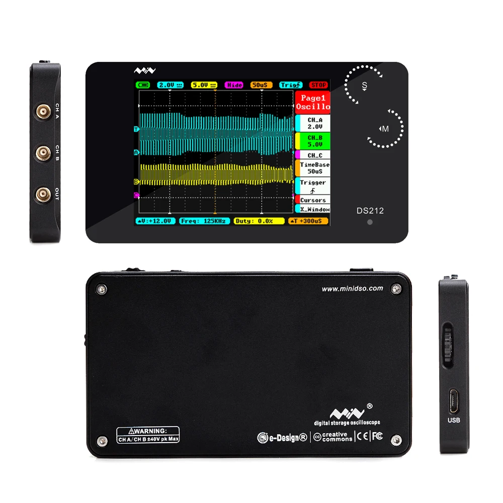 Новый портативный цифровой осциллограф DSO DS213 2CH 15MHz 100MSa/s генератор сигналов DSO212