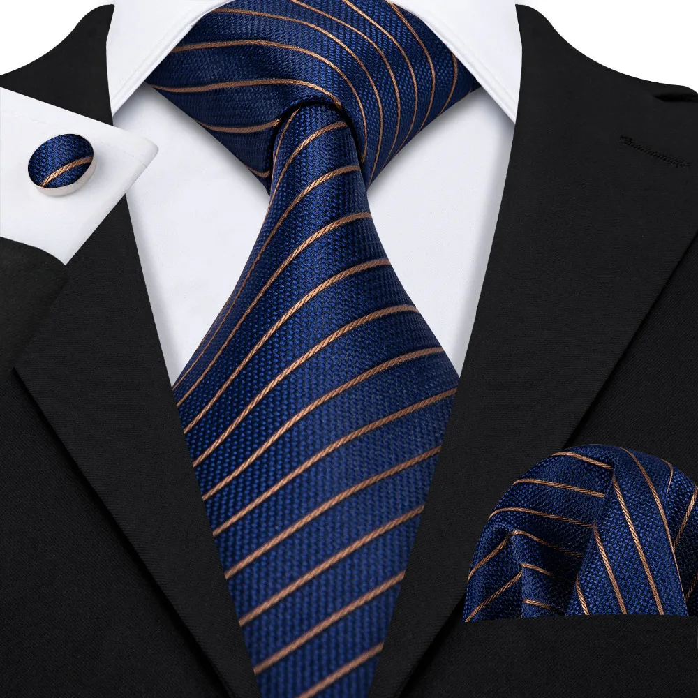 

2018 Blue Business Style 100% Silk Fahion Men Tie Striped Pattern Barry.wang Dropshipping Neck Tie For Men Party Wedding LS-5032