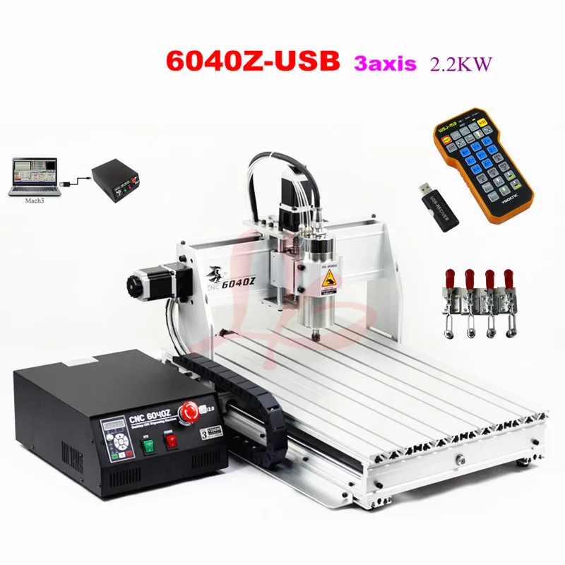 

2.2KW USB port 6040 cnc router machine with mach3 control limit switch wood metal lathe