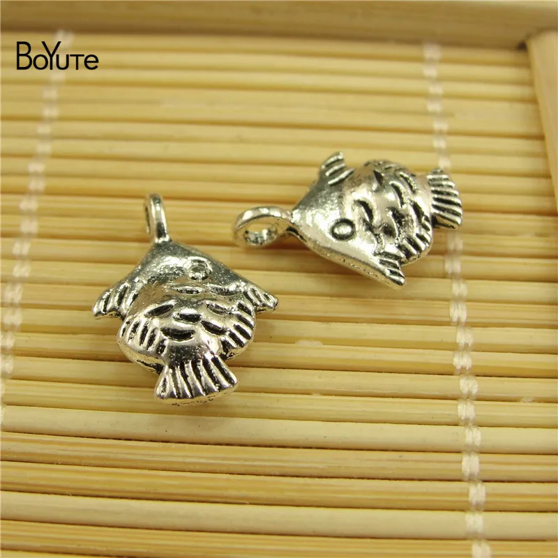 BoYuTe (100 PiecesLot) Metal Alloy Antique Silver Plated Mermaid Fish Charms Pendant Diy Hand Made Jewelry Accessories (11)