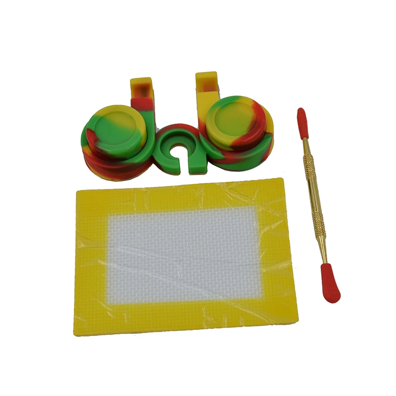 2 في 1 محطة + 2*5 ملليلتر سيليكون سيليكون الداب حاوية + الخبز حصيرة + dab الشمع نحت أداة-غير عصا النفط الشمع جرة البقعة موقف